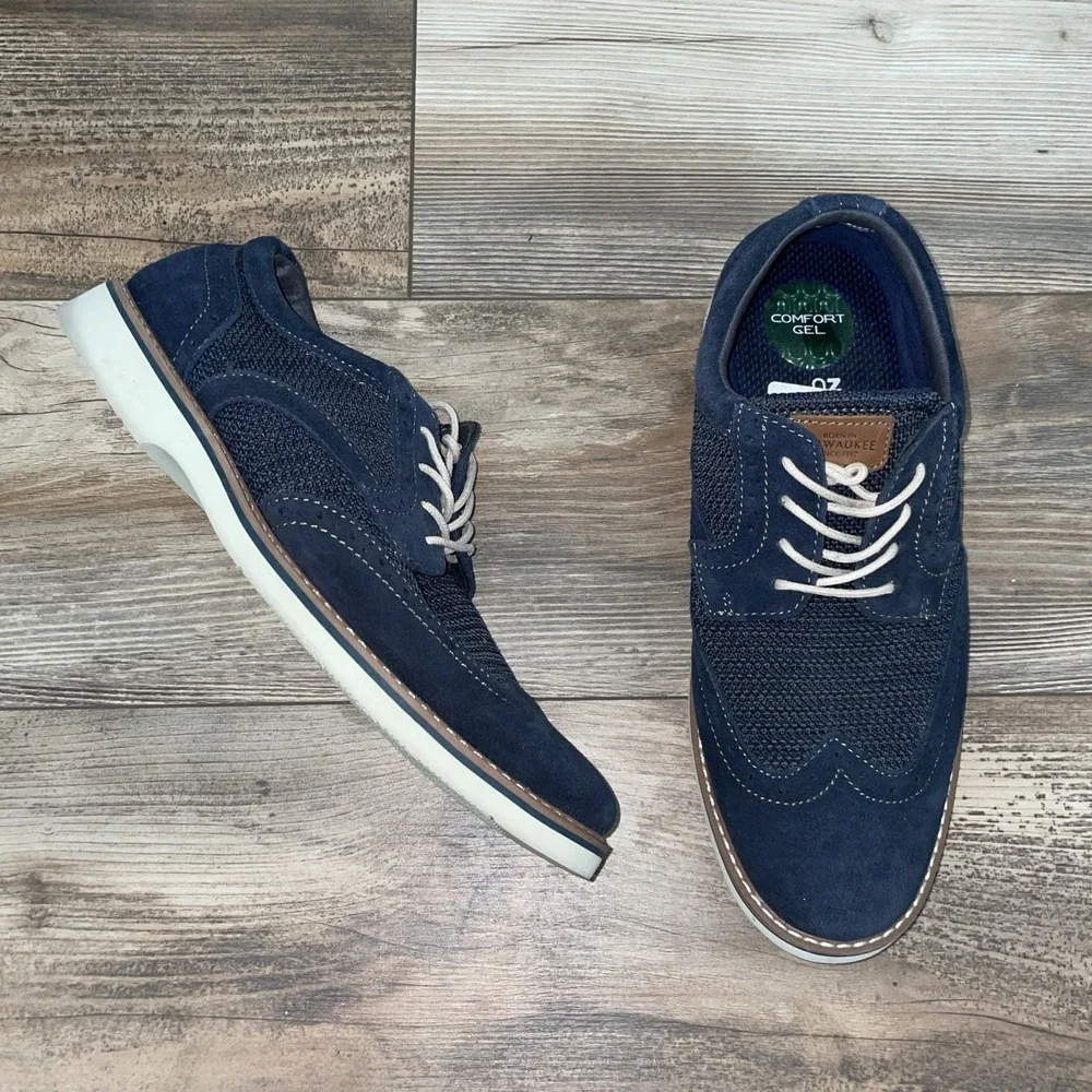 Nunn Bush Barklay Wingtip Oxford Men's Oxford-Size 11M—Navy‎ Multi
